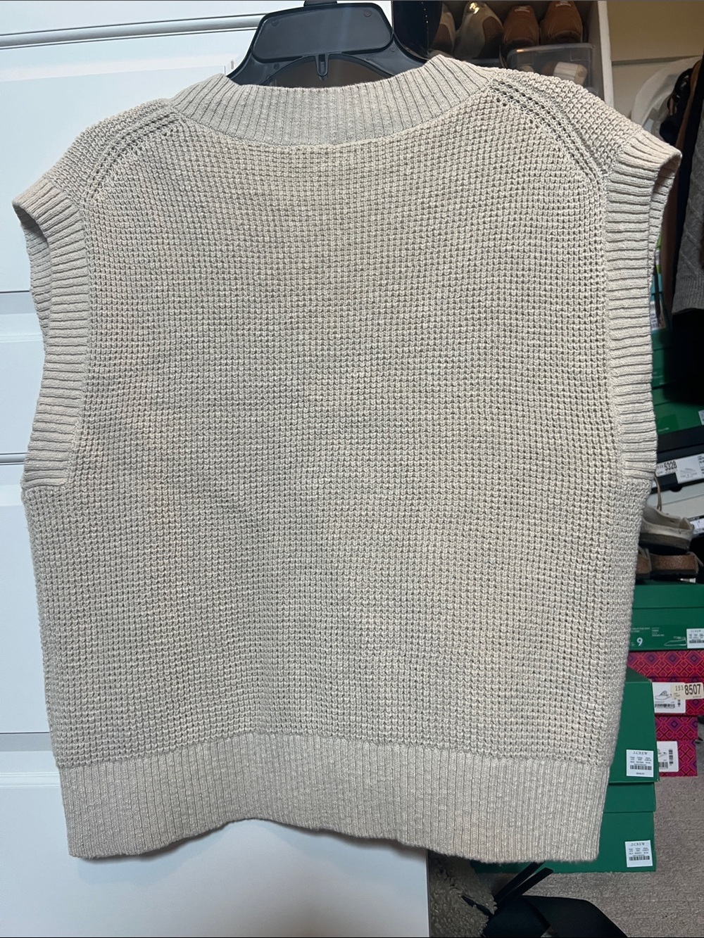 Madewell Women’s Sleeveless V-Neck Knit Vest in Light Beige - Picture 4 of 4